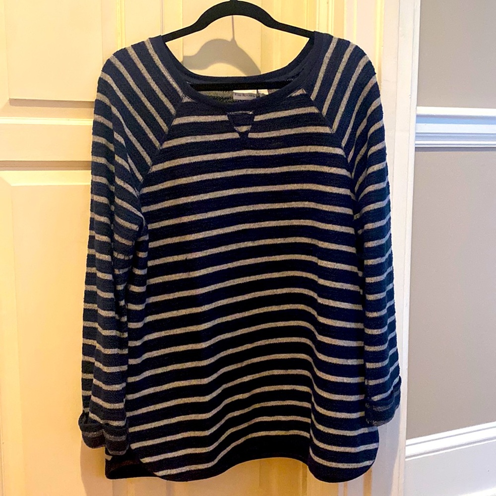 Kim Rogers Lightweight Sweater Top - Navy Blue Stripe - Size XL